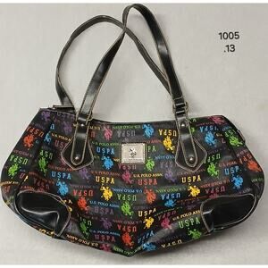 U.S. Polo Assn. Nylon Multicolor Logo Shoulder Tote Bag